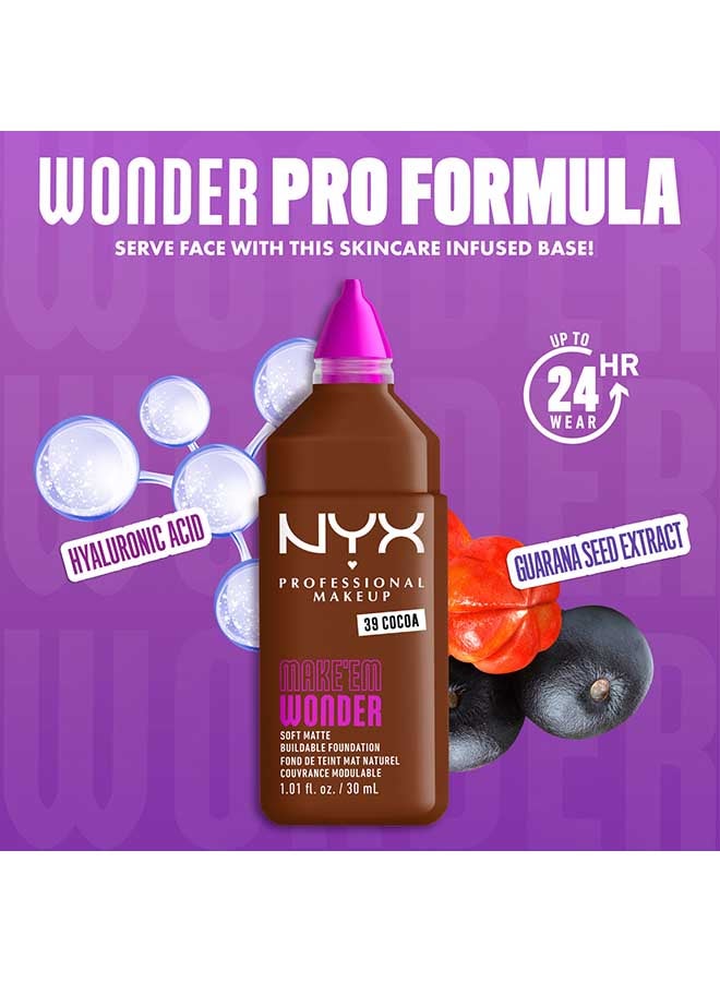 NYX PROFESSIONAL MAKEUP Make 'EM Wonder, 24H Soft Matte Foundation, Undetectable  Finish, Cocoa - Image 4